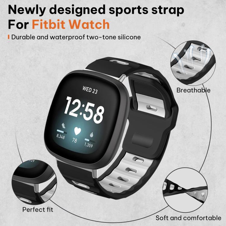 For Fitbit Versa 4 / 3 / Sense2 / 1 xDfind Flat-head Dual-color Silicone Watch Band