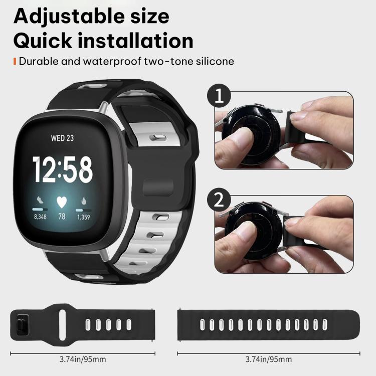 For Fitbit Versa 4 / 3 / Sense2 / 1 xDfind Flat-head Dual-color Silicone Watch Band