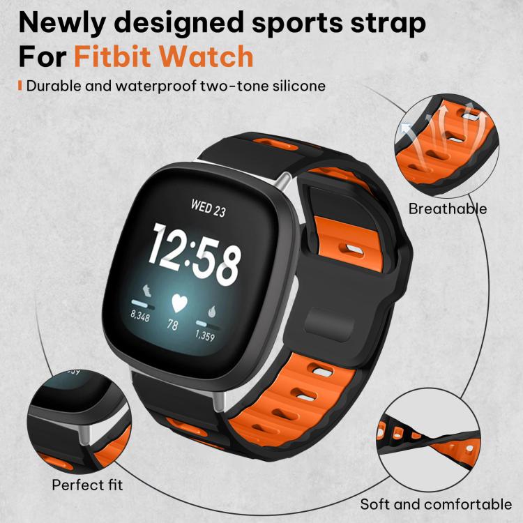 For Fitbit Versa 4 / 3 / Sense2 / 1 xDfind Flat-head Dual-color Silicone Watch Band