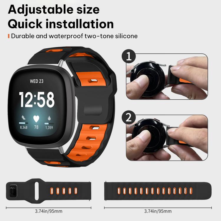 For Fitbit Versa 4 / 3 / Sense2 / 1 xDfind Flat-head Dual-color Silicone Watch Band