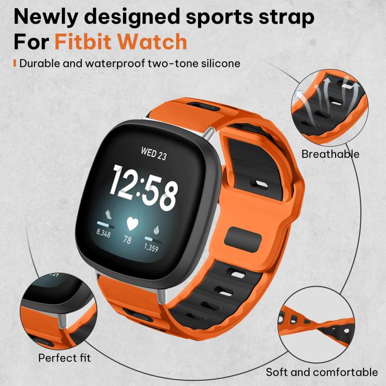 For Fitbit Versa 4 / 3 / Sense2 / 1 xDfind Flat-head Dual-color Silicone Watch Band