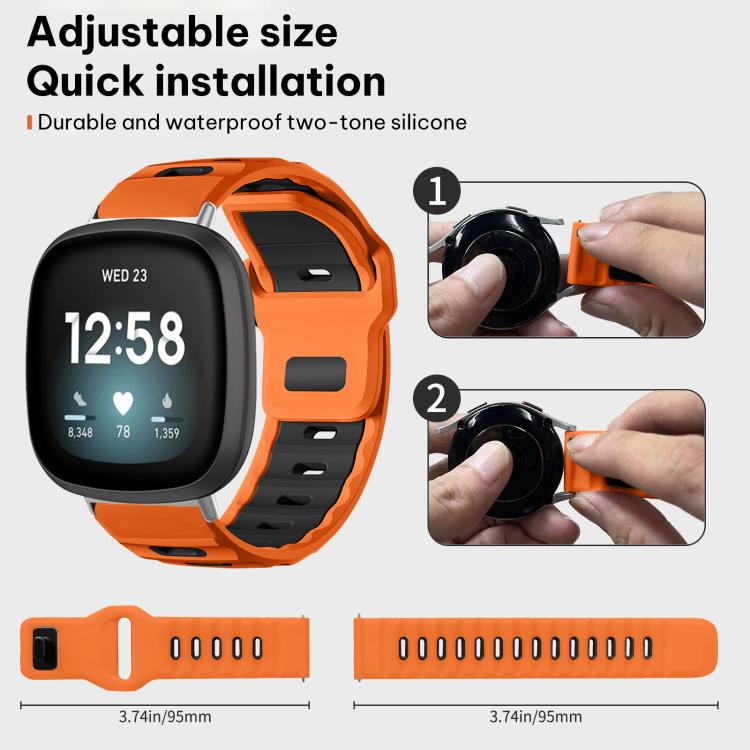 For Fitbit Versa 4 / 3 / Sense2 / 1 xDfind Flat-head Dual-color Silicone Watch Band