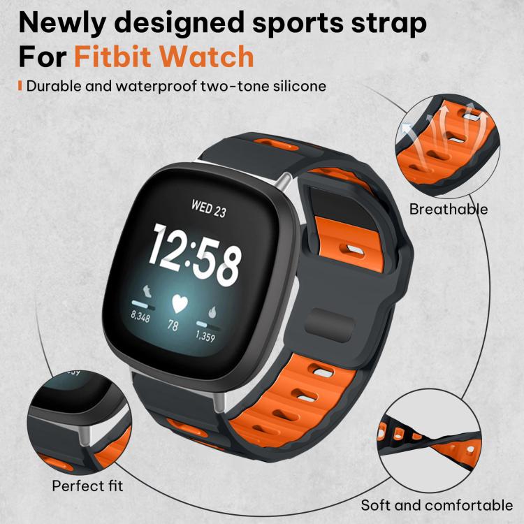 For Fitbit Versa 4 / 3 / Sense2 / 1 xDfind Flat-head Dual-color Silicone Watch Band
