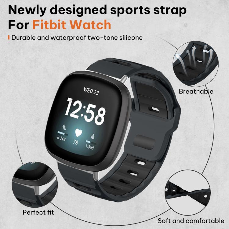 For Fitbit Versa 4 / 3 / Sense2 / 1 xDfind Flat-head Dual-color Silicone Watch Band
