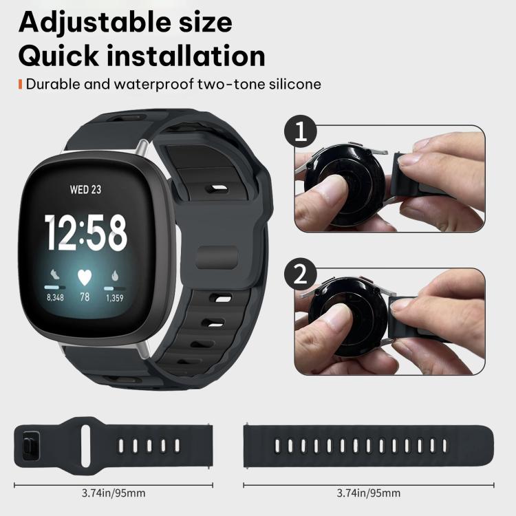 For Fitbit Versa 4 / 3 / Sense2 / 1 xDfind Flat-head Dual-color Silicone Watch Band