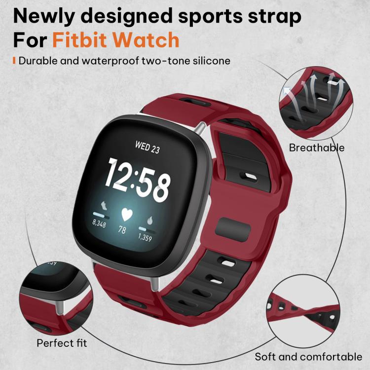 For Fitbit Versa 4 / 3 / Sense2 / 1 xDfind Flat-head Dual-color Silicone Watch Band