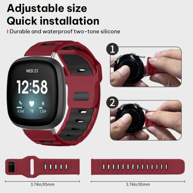 For Fitbit Versa 4 / 3 / Sense2 / 1 xDfind Flat-head Dual-color Silicone Watch Band
