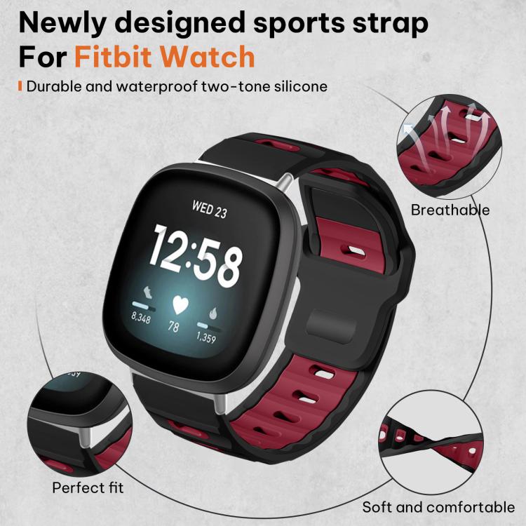 For Fitbit Versa 4 / 3 / Sense2 / 1 xDfind Flat-head Dual-color Silicone Watch Band