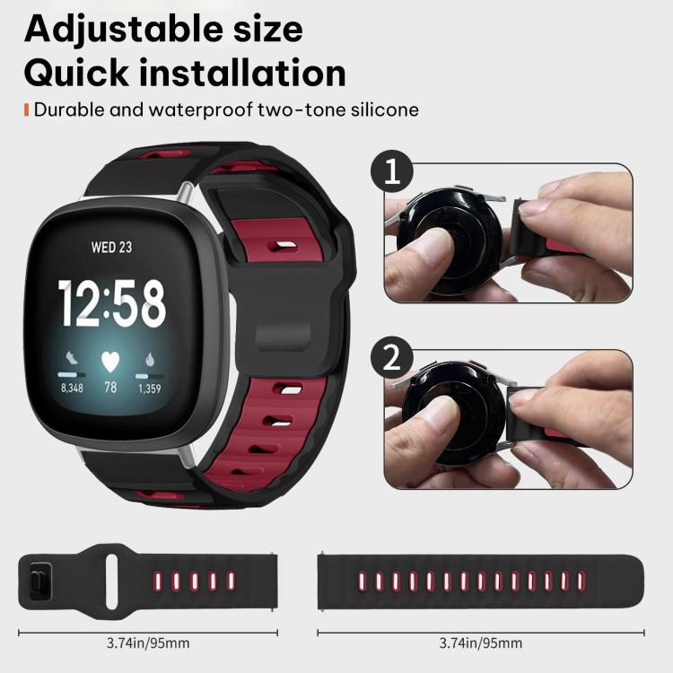 For Fitbit Versa 4 / 3 / Sense2 / 1 xDfind Flat-head Dual-color Silicone Watch Band