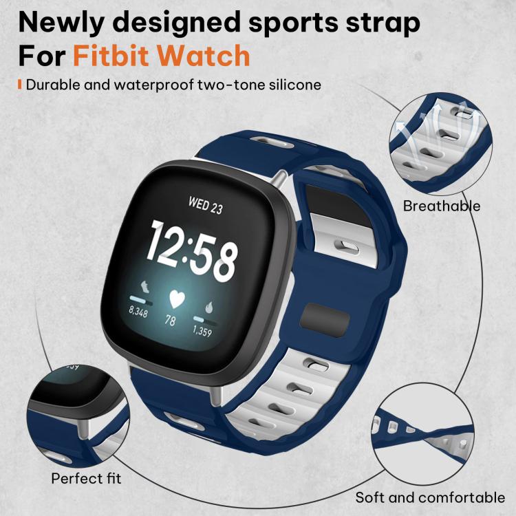 For Fitbit Versa 4 / 3 / Sense2 / 1 xDfind Flat-head Dual-color Silicone Watch Band