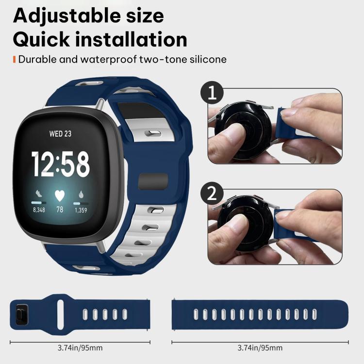 For Fitbit Versa 4 / 3 / Sense2 / 1 xDfind Flat-head Dual-color Silicone Watch Band