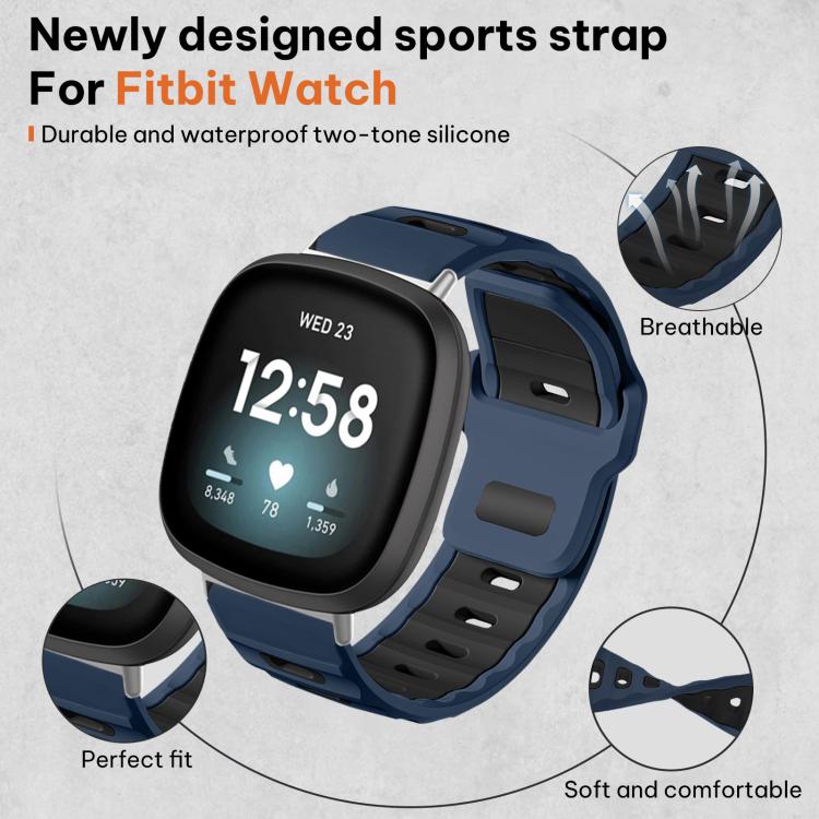 For Fitbit Versa 4 / 3 / Sense2 / 1 xDfind Flat-head Dual-color Silicone Watch Band