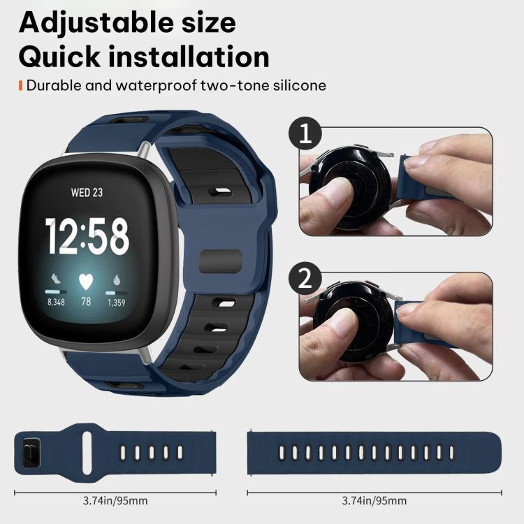 For Fitbit Versa 4 / 3 / Sense2 / 1 xDfind Flat-head Dual-color Silicone Watch Band