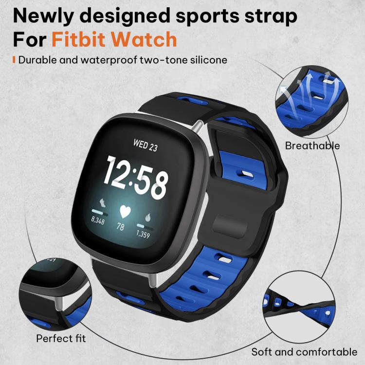 For Fitbit Versa 4 / 3 / Sense2 / 1 xDfind Flat-head Dual-color Silicone Watch Band