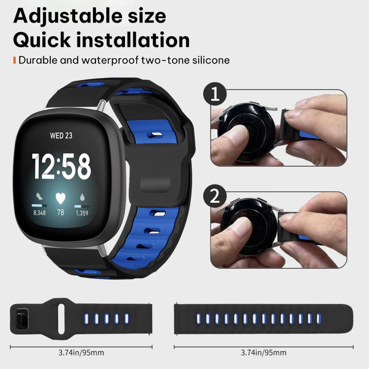For Fitbit Versa 4 / 3 / Sense2 / 1 xDfind Flat-head Dual-color Silicone Watch Band
