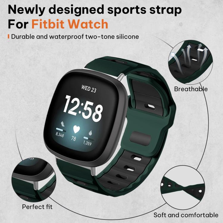 For Fitbit Versa 4 / 3 / Sense2 / 1 xDfind Flat-head Dual-color Silicone Watch Band