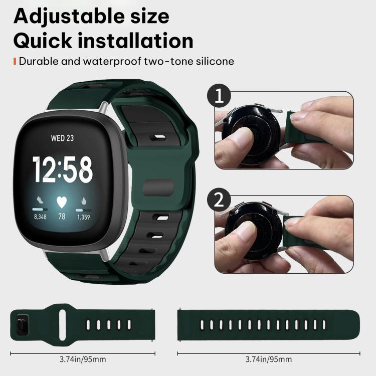 For Fitbit Versa 4 / 3 / Sense2 / 1 xDfind Flat-head Dual-color Silicone Watch Band