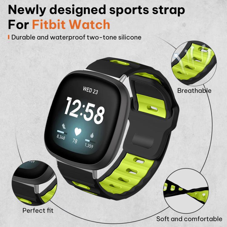 For Fitbit Versa 4 / 3 / Sense2 / 1 xDfind Flat-head Dual-color Silicone Watch Band