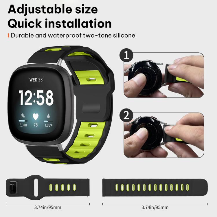 For Fitbit Versa 4 / 3 / Sense2 / 1 xDfind Flat-head Dual-color Silicone Watch Band