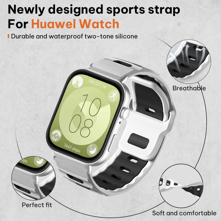 For Huawei Watch Fit4 Pro / Fit4 / Fit3 xDfind Flat-head Dual-color Silicone Watch Band