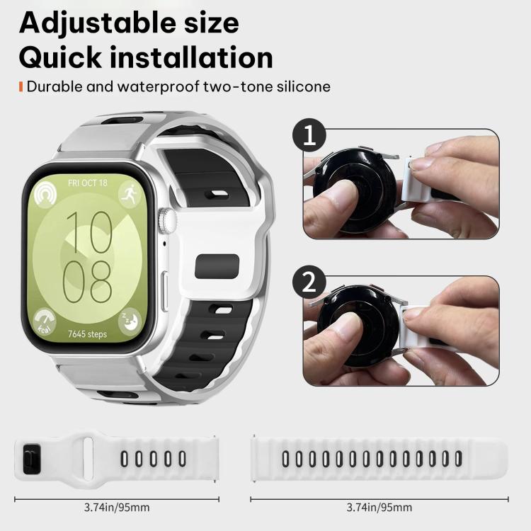 For Huawei Watch Fit4 Pro / Fit4 / Fit3 xDfind Flat-head Dual-color Silicone Watch Band