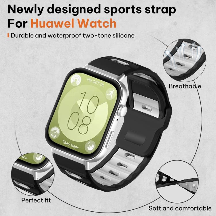 For Huawei Watch Fit4 Pro / Fit4 / Fit3 xDfind Flat-head Dual-color Silicone Watch Band