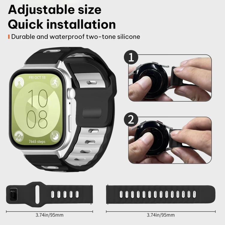 For Huawei Watch Fit4 Pro / Fit4 / Fit3 xDfind Flat-head Dual-color Silicone Watch Band