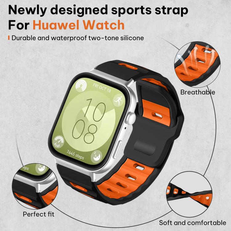 For Huawei Watch Fit4 Pro / Fit4 / Fit3 xDfind Flat-head Dual-color Silicone Watch Band