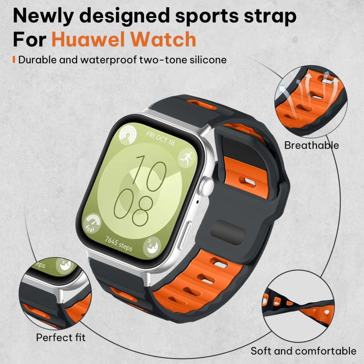 For Huawei Watch Fit4 Pro / Fit4 / Fit3 xDfind Flat-head Dual-color Silicone Watch Band