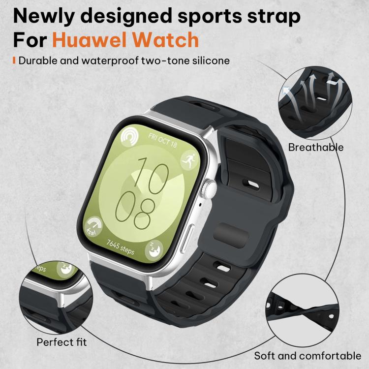 For Huawei Watch Fit4 Pro / Fit4 / Fit3 xDfind Flat-head Dual-color Silicone Watch Band