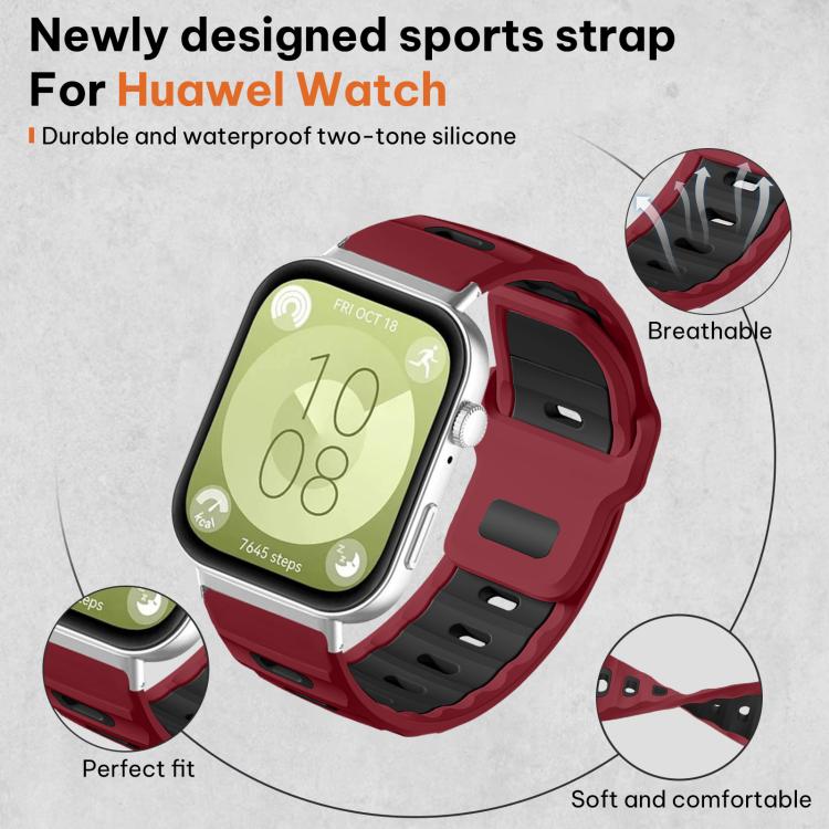 For Huawei Watch Fit4 Pro / Fit4 / Fit3 xDfind Flat-head Dual-color Silicone Watch Band