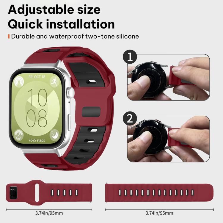 For Huawei Watch Fit4 Pro / Fit4 / Fit3 xDfind Flat-head Dual-color Silicone Watch Band