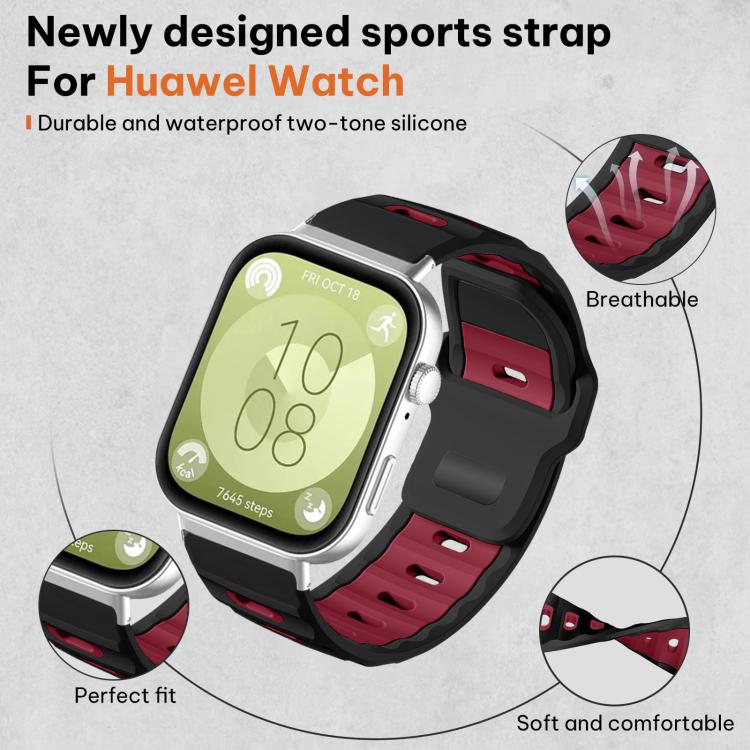 For Huawei Watch Fit4 Pro / Fit4 / Fit3 xDfind Flat-head Dual-color Silicone Watch Band