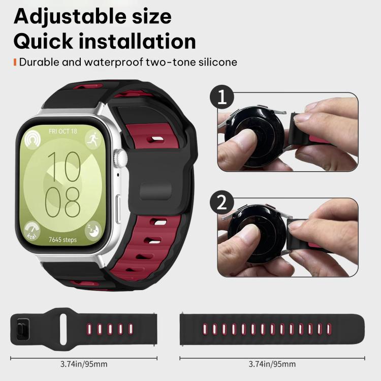 For Huawei Watch Fit4 Pro / Fit4 / Fit3 xDfind Flat-head Dual-color Silicone Watch Band