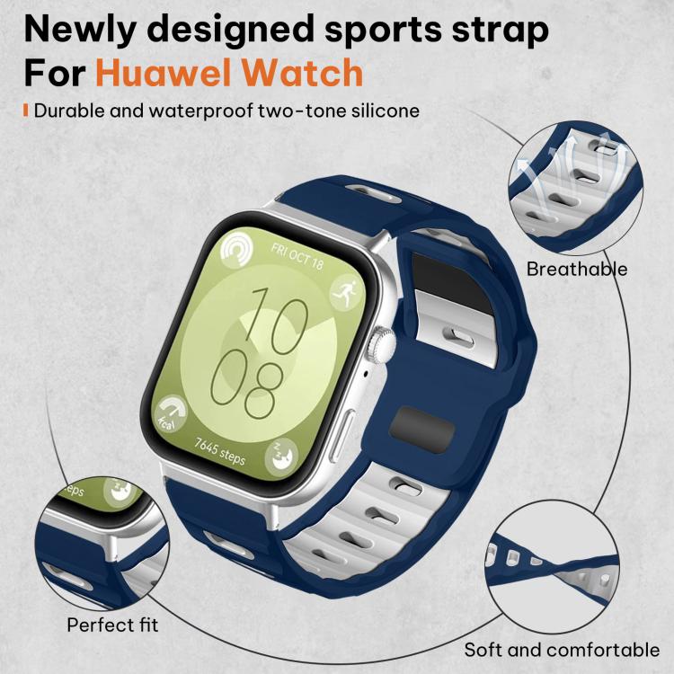 For Huawei Watch Fit4 Pro / Fit4 / Fit3 xDfind Flat-head Dual-color Silicone Watch Band