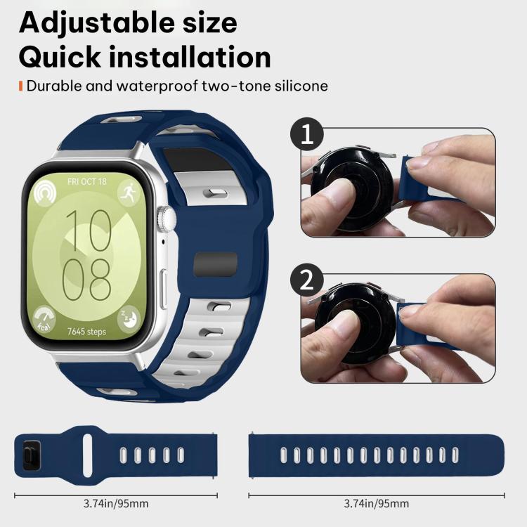 For Huawei Watch Fit4 Pro / Fit4 / Fit3 xDfind Flat-head Dual-color Silicone Watch Band