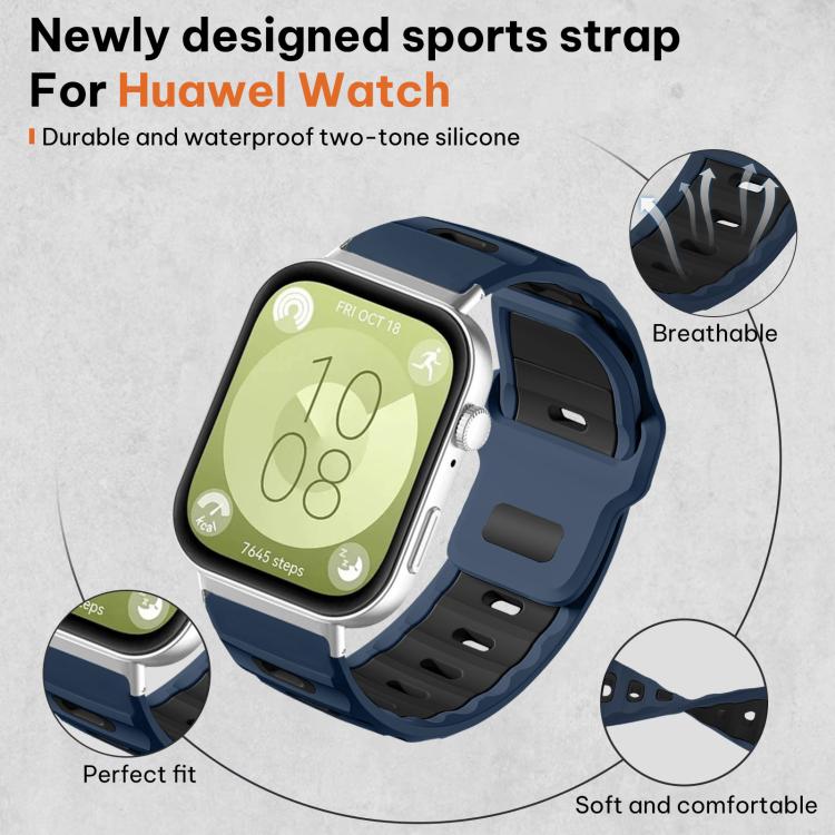 For Huawei Watch Fit4 Pro / Fit4 / Fit3 xDfind Flat-head Dual-color Silicone Watch Band