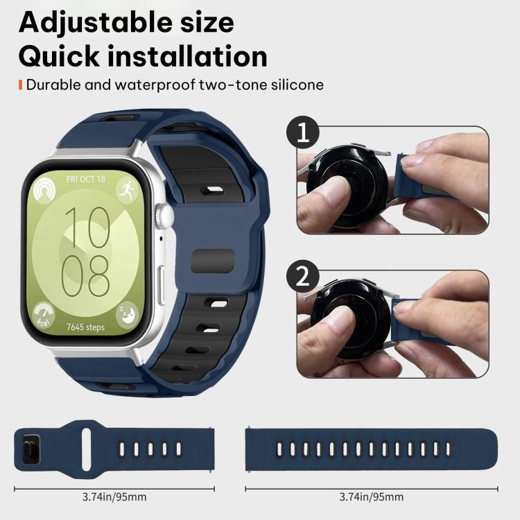 For Huawei Watch Fit4 Pro / Fit4 / Fit3 xDfind Flat-head Dual-color Silicone Watch Band