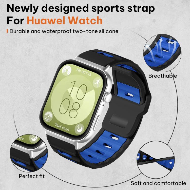 For Huawei Watch Fit4 Pro / Fit4 / Fit3 xDfind Flat-head Dual-color Silicone Watch Band