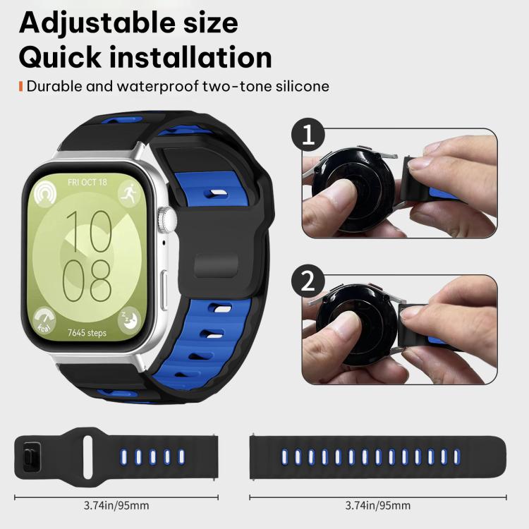 For Huawei Watch Fit4 Pro / Fit4 / Fit3 xDfind Flat-head Dual-color Silicone Watch Band