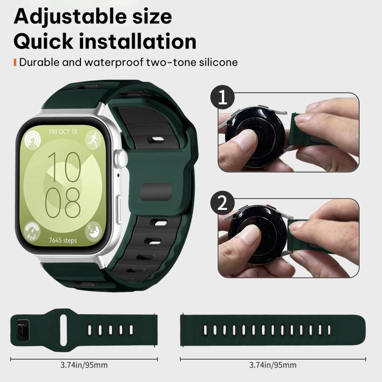 For Huawei Watch Fit4 Pro / Fit4 / Fit3 xDfind Flat-head Dual-color Silicone Watch Band