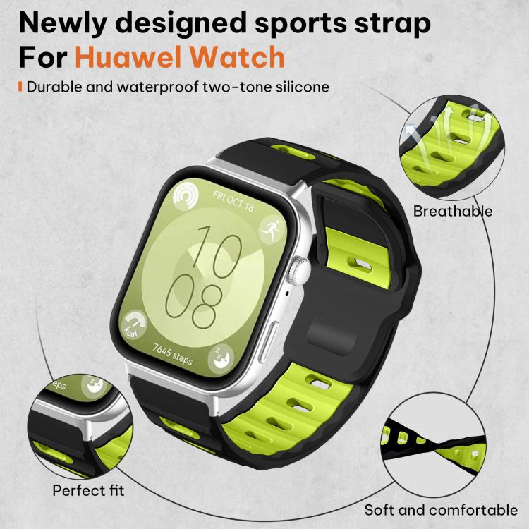 For Huawei Watch Fit4 Pro / Fit4 / Fit3 xDfind Flat-head Dual-color Silicone Watch Band