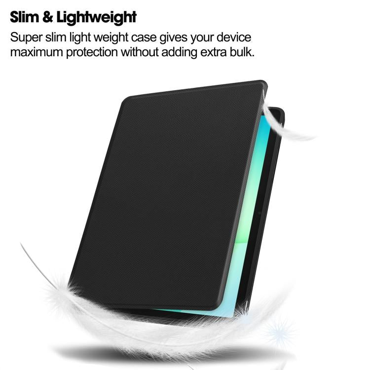 For Samsung Galaxy Tab A11+ Twill Fabric Vegan Leather Smart Tablet Case with Pen Tray & Holder