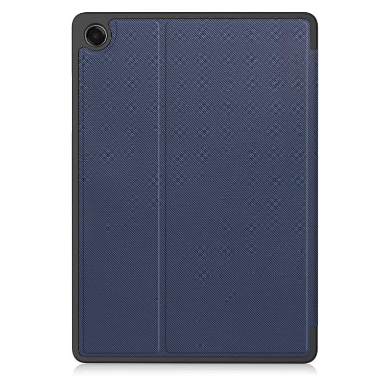 For Samsung Galaxy Tab A11+ Twill Fabric Vegan Leather Smart Tablet Case with Pen Tray & Holder
