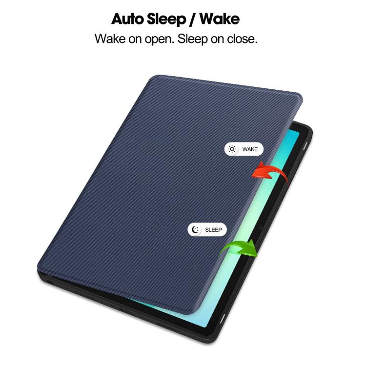 For Samsung Galaxy Tab A11+ Twill Fabric Vegan Leather Smart Tablet Case with Pen Tray & Holder