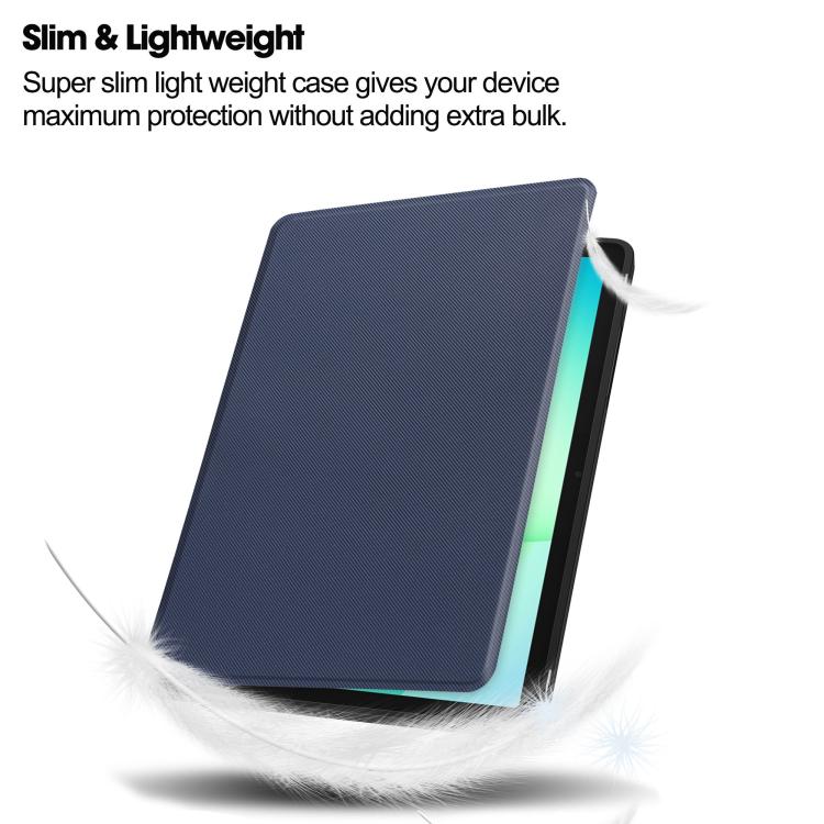 For Samsung Galaxy Tab A11+ Twill Fabric Vegan Leather Smart Tablet Case with Pen Tray & Holder