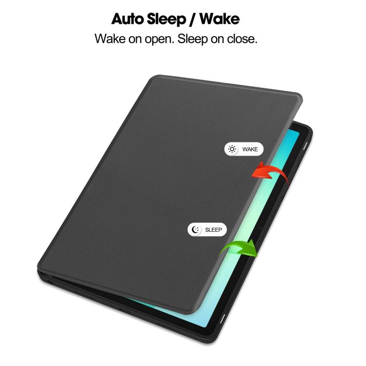 For Samsung Galaxy Tab A11+ Twill Fabric Vegan Leather Smart Tablet Case with Pen Tray & Holder