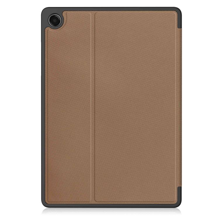 For Samsung Galaxy Tab A11+ Twill Fabric Vegan Leather Smart Tablet Case with Pen Tray & Holder