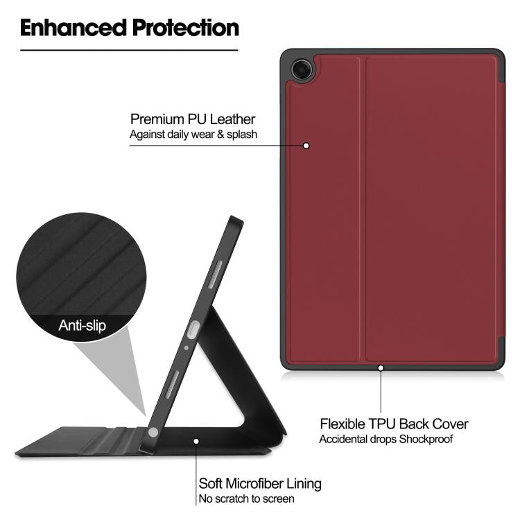 For Samsung Galaxy Tab A11+ Twill Fabric Vegan Leather Smart Tablet Case with Pen Tray & Holder