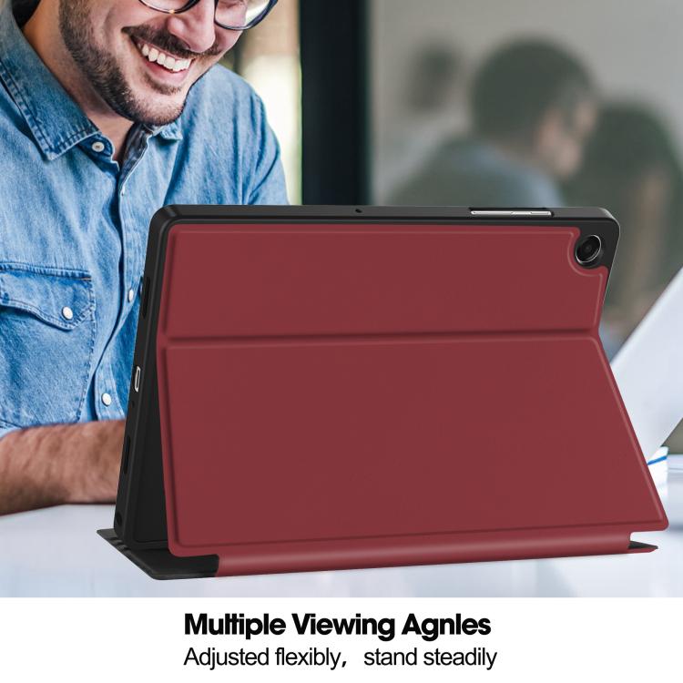 For Samsung Galaxy Tab A11+ Twill Fabric Vegan Leather Smart Tablet Case with Pen Tray & Holder
